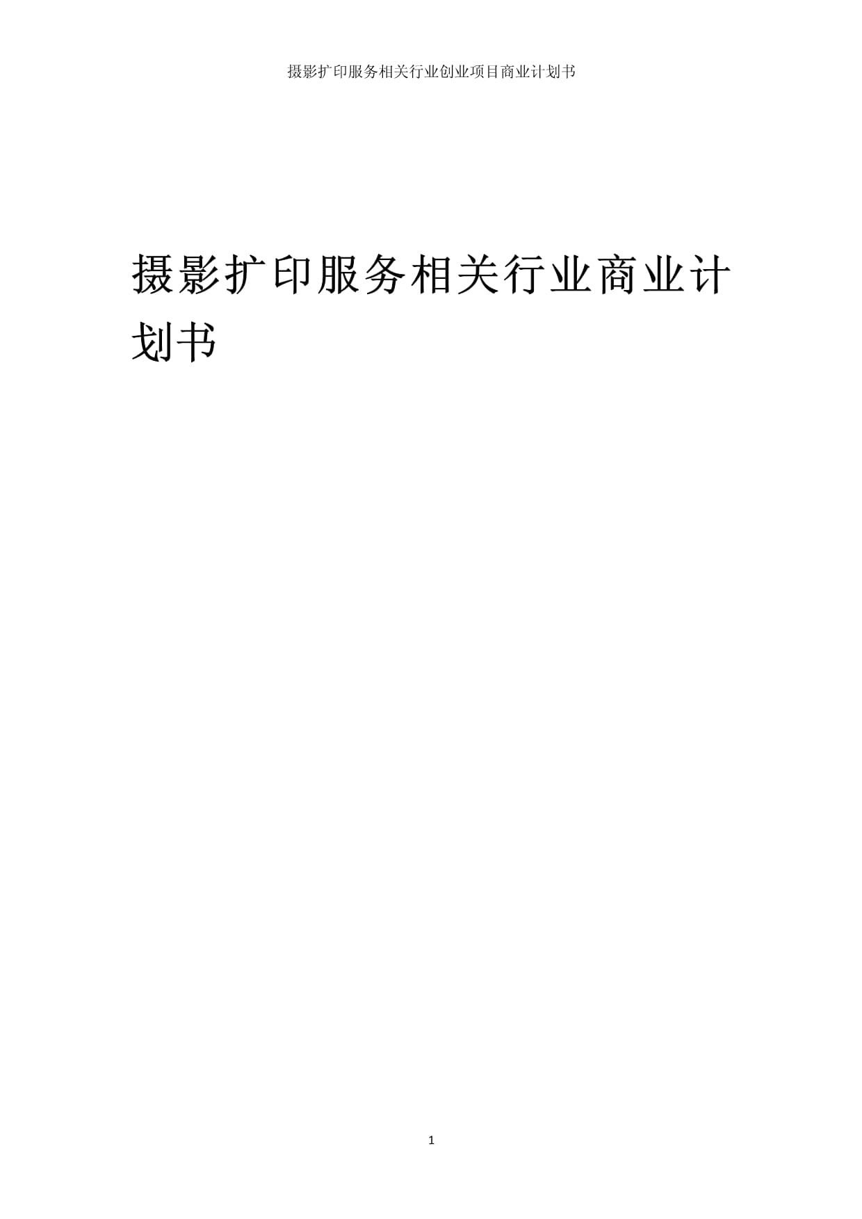 攝影擴(kuò)印服務(wù)相關(guān)行業(yè)創(chuàng)業(yè)項(xiàng)目商業(yè)發(fā)展計(jì)劃書